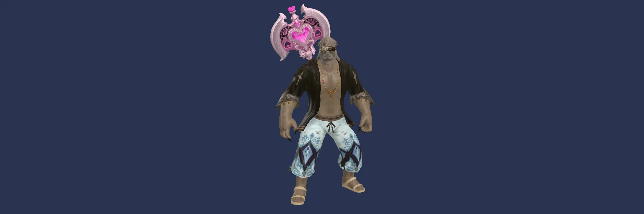 The glamour Midnight Sunset Beastcourt, drawn on a character.