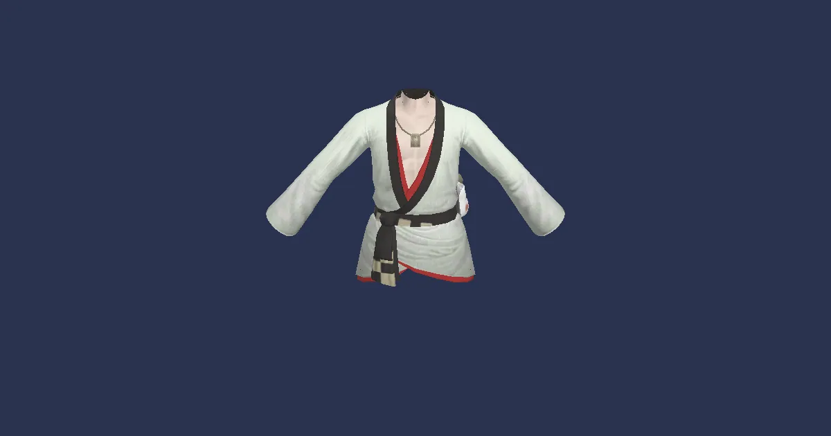 3D-Ansicht von Herren-Yukata (grün)