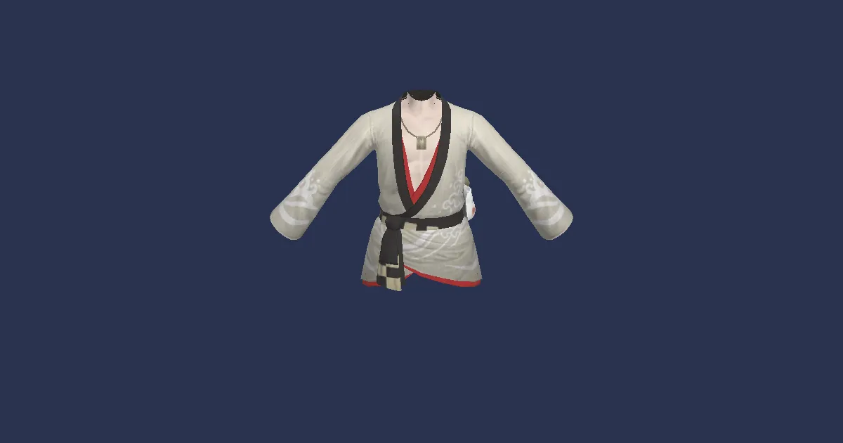 3D-Ansicht von Herren-Yukata (grau)