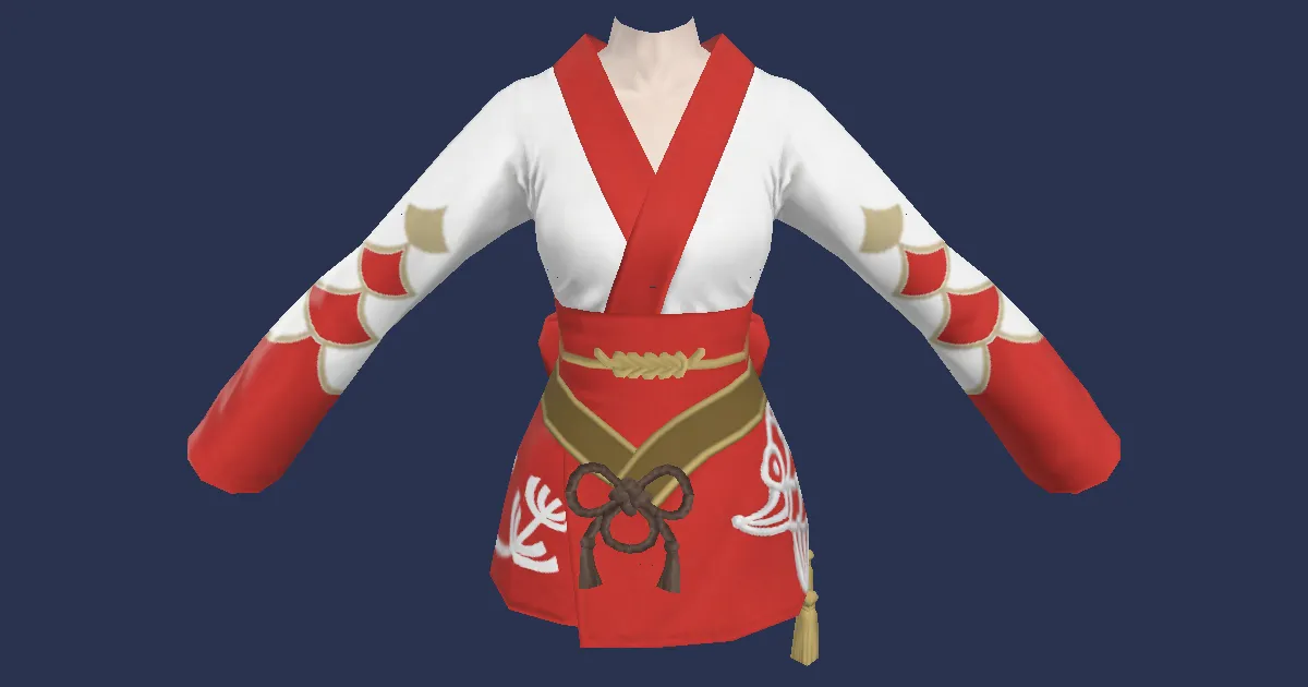 Lady's Yukata (Red) - 3D render