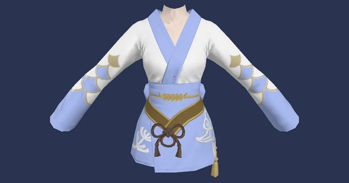 Lady's Yukata (Blue) - 3D render