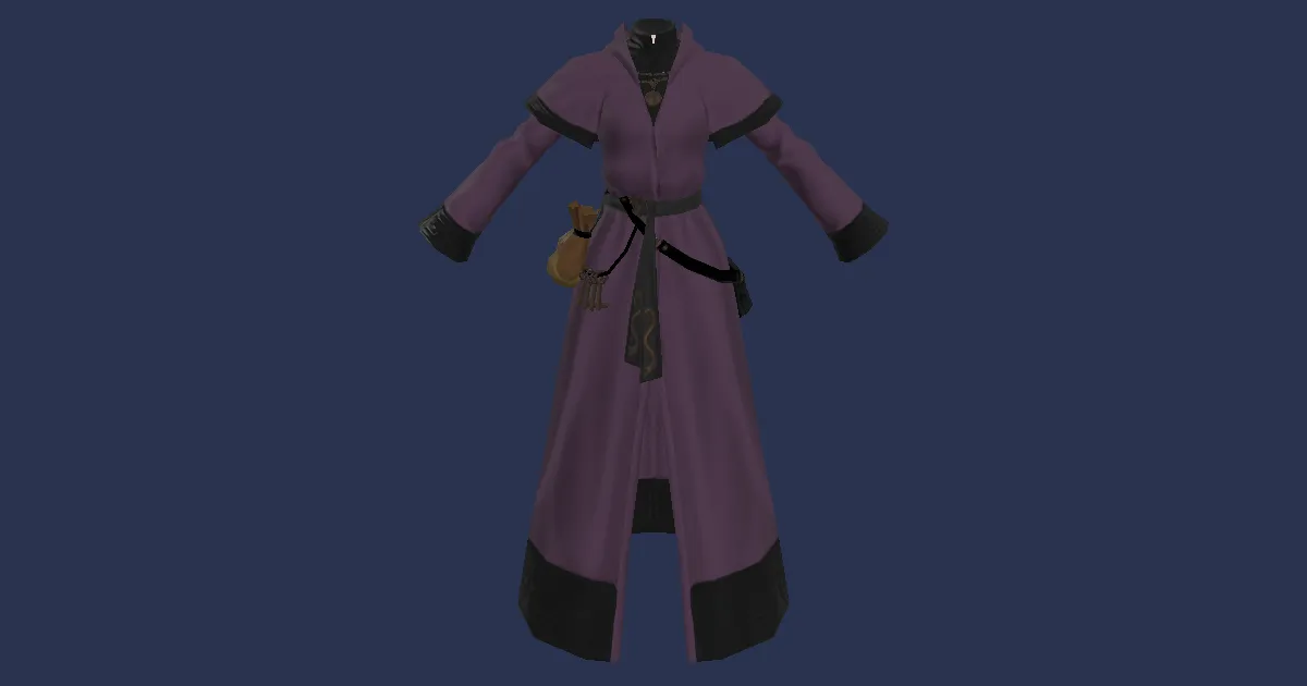 3D-Ansicht von Rubinbaumwoll-Robe der Magie