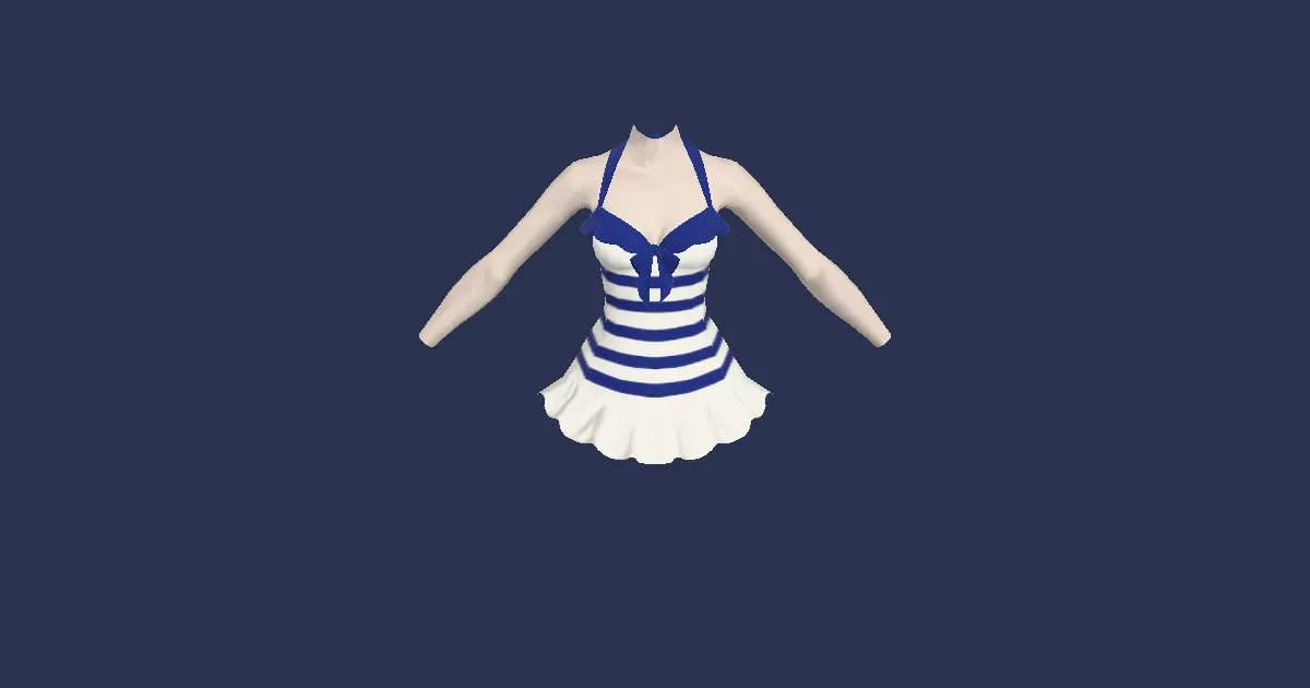 Striped Southern Seas Swimsuit - 3D render