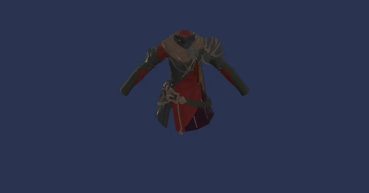 Rendu 3D de Gambison d'éclaireur en lin blanc