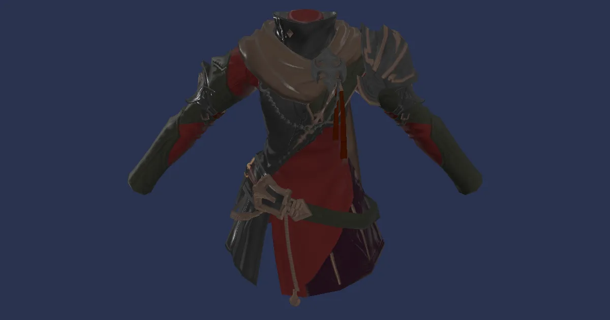 3D-Ansicht von Weißhanf-Gambeson des Spähens
