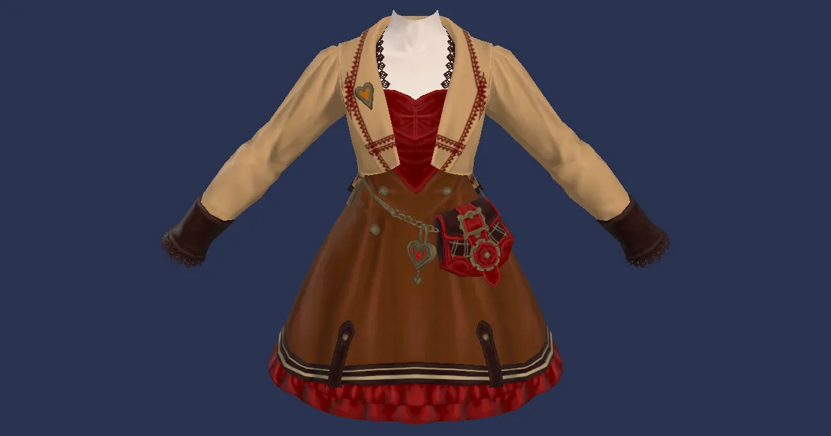 3D-Ansicht von Liebesbotinnenrüschchenkleid