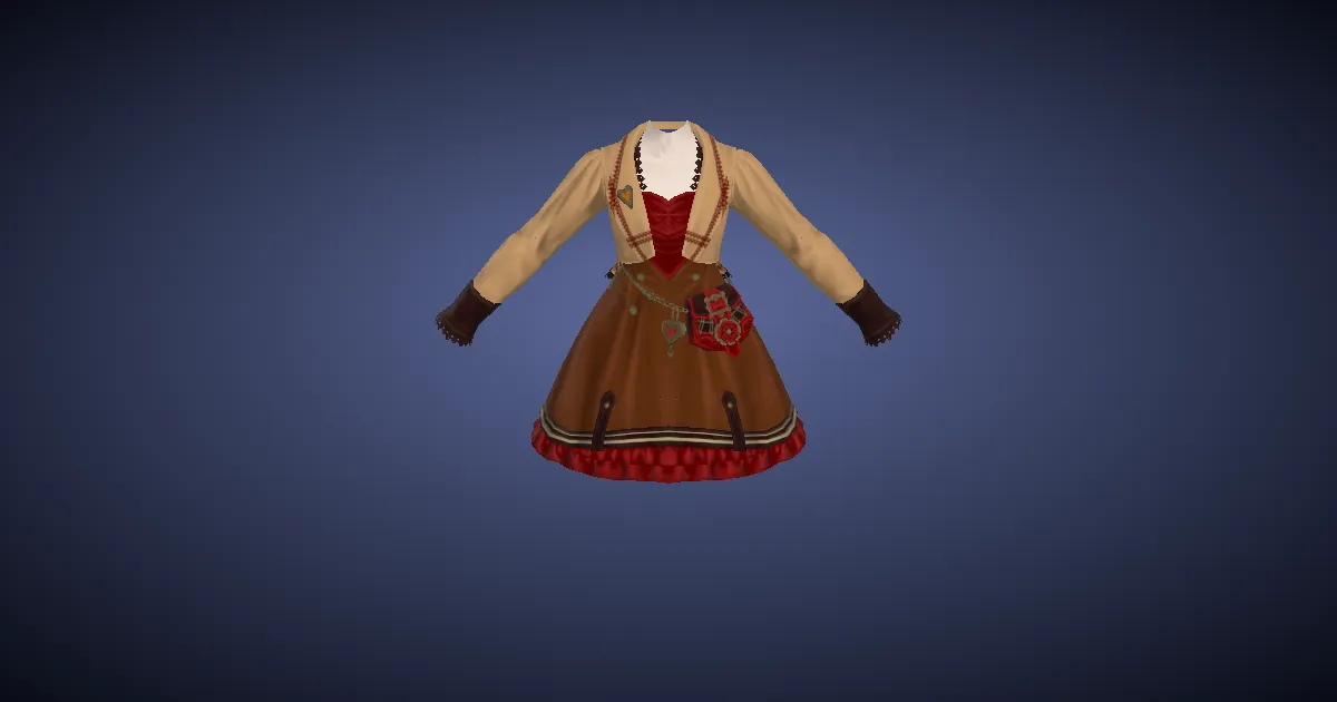 3D-Ansicht von Liebesbotinnenrüschchenkleid