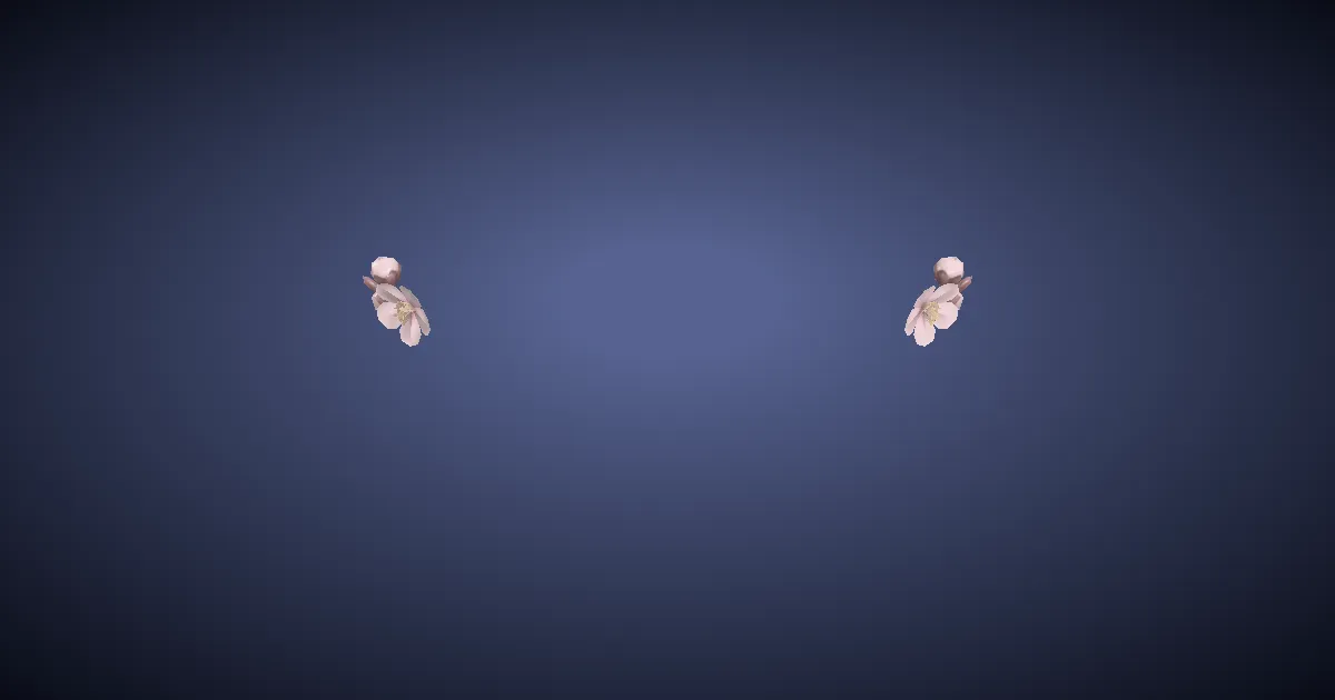 3D-Ansicht von Pfirsichblüten-Ohrringe