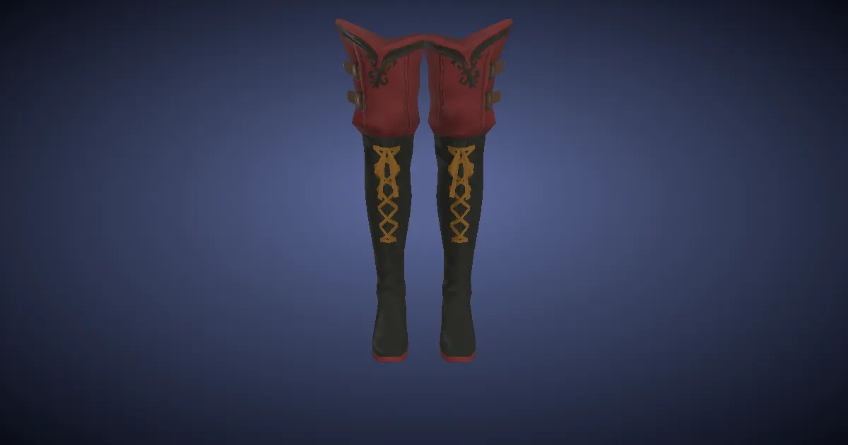 3D-Ansicht von Tigerleder-Kniestiefel des Schlagens