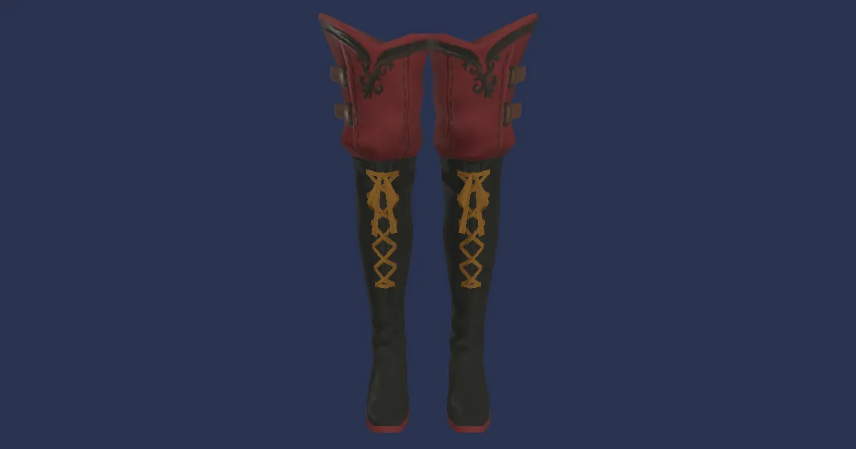 3D-Ansicht von Tigerleder-Kniestiefel des Schlagens