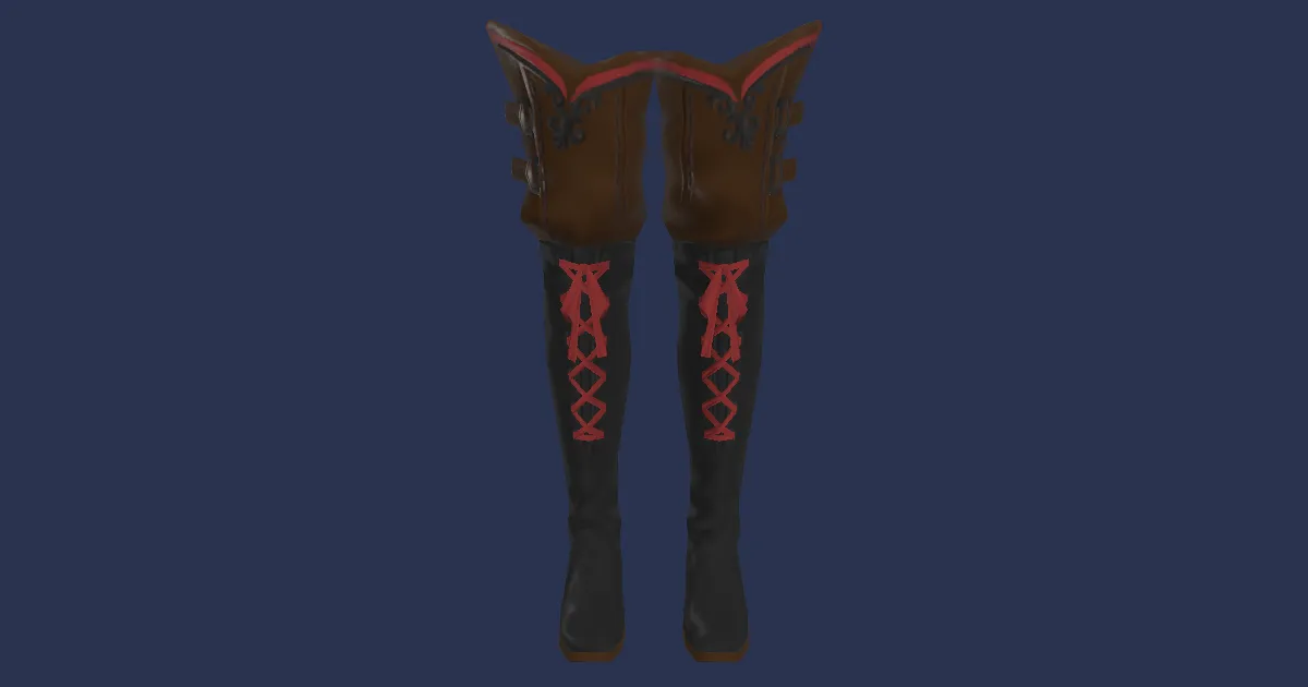 3D-Ansicht von Tigerleder-Kniestiefel des Spähens