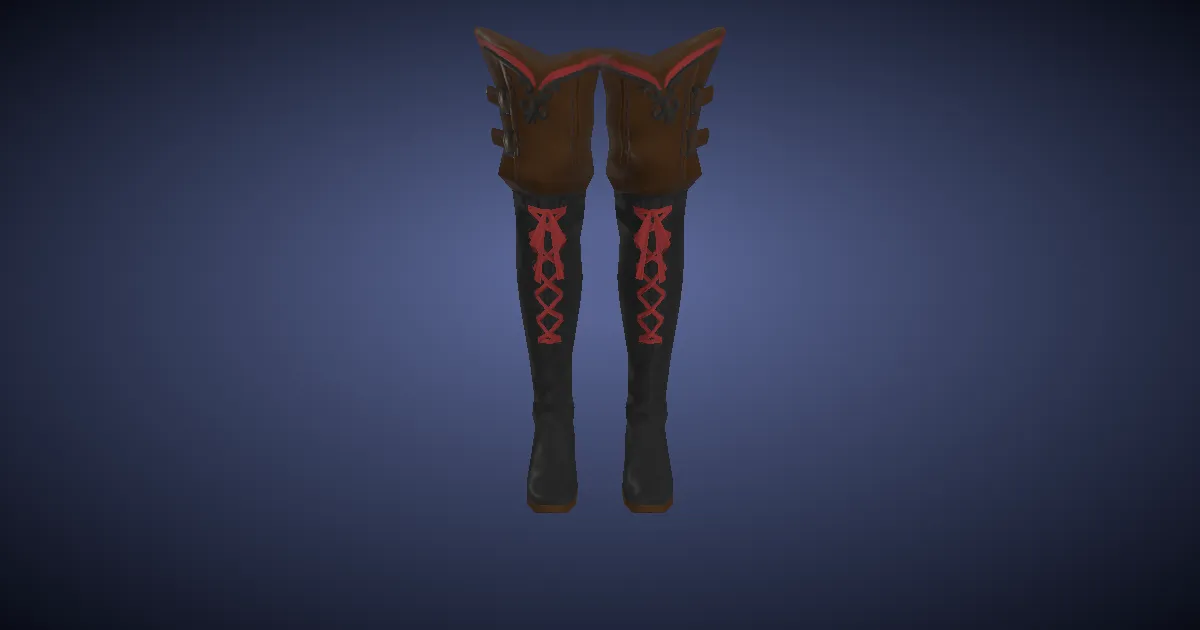 3D-Ansicht von Tigerleder-Kniestiefel des Spähens
