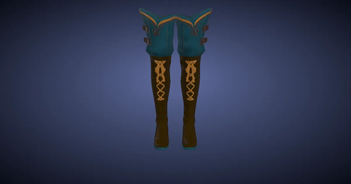 3D-Ansicht von Tigerleder-Kniestiefel des Zielens