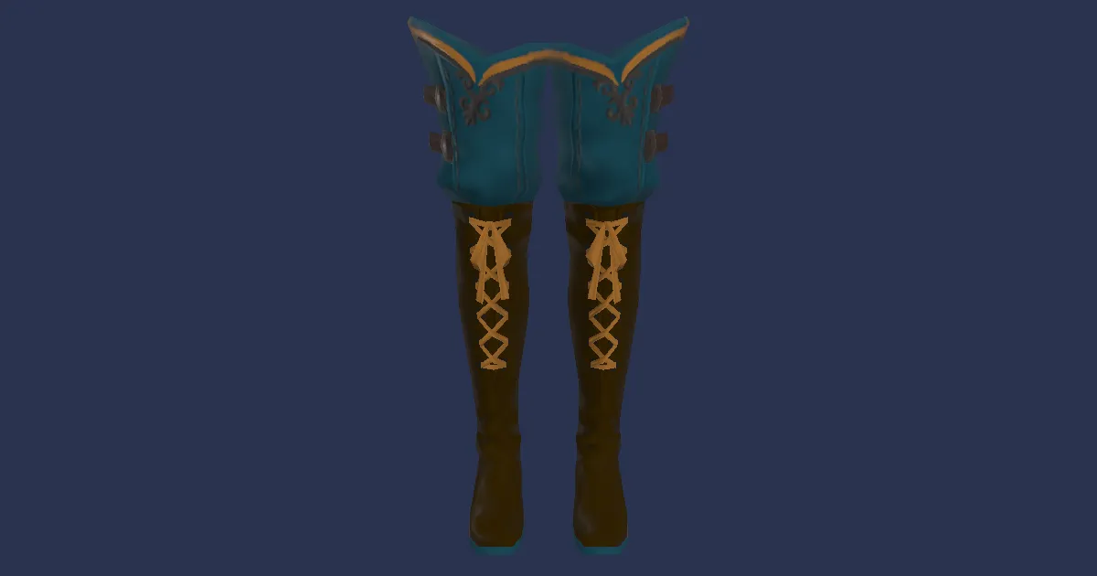 3D-Ansicht von Tigerleder-Kniestiefel des Zielens
