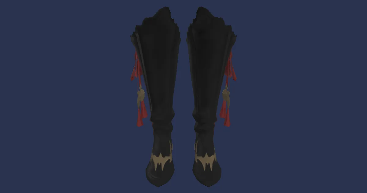 3D-Ansicht von Tigerleder-Kampfstiefel der Magie