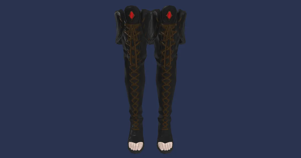 3D-Ansicht von Smilodonleder-Kniestiefel des Schlagens