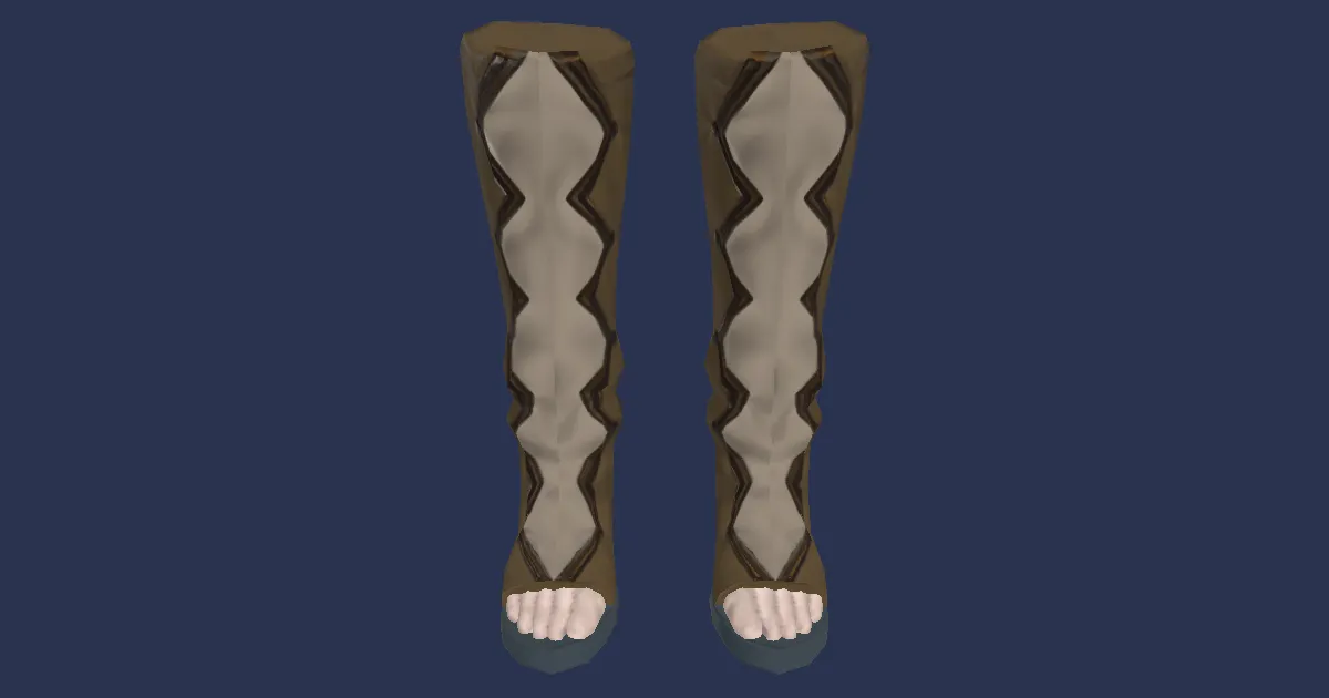 3D-Ansicht von Gaganaleder-Sandalen des Schlagens