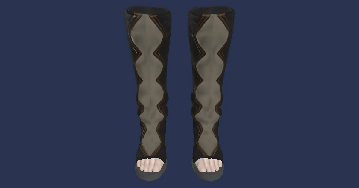 3D-Ansicht von Gaganaleder-Sandalen des Spähens