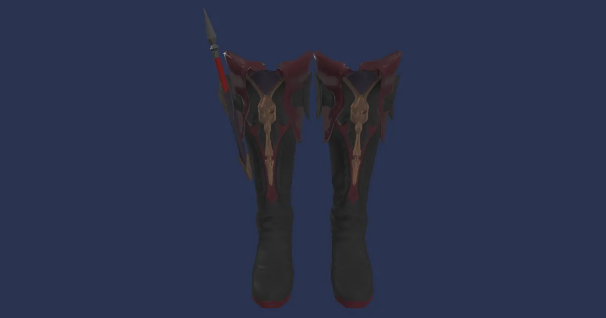 3D-Ansicht von Maridenleder-Stiefel des Zielens