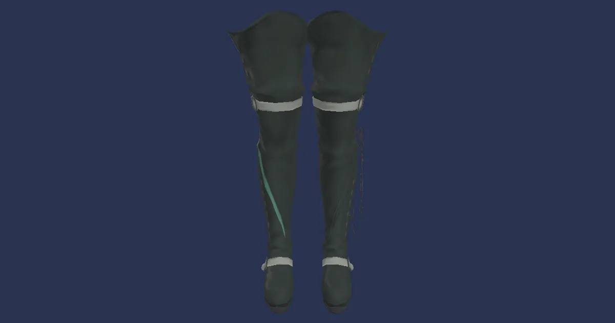 3D-Ansicht von Bergkrötenleder-Kniestiefel des Zielens