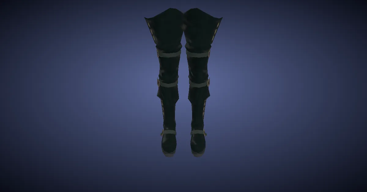 3D-Ansicht von Bergkrötenleder-Kniestiefel der Magie