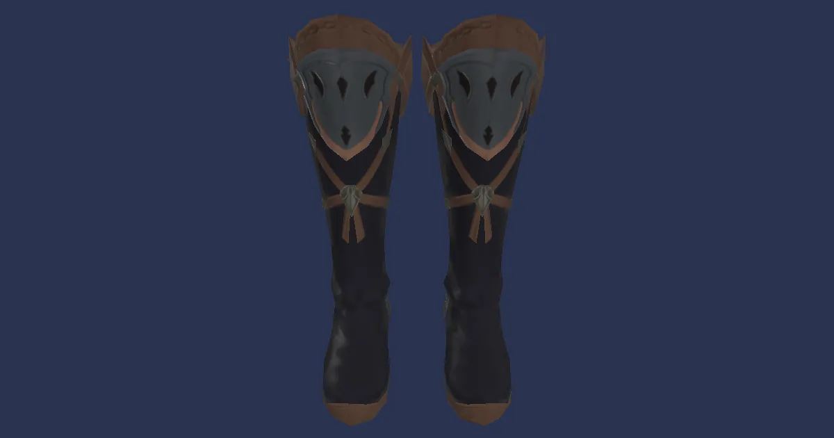 3D-Ansicht von Gazellenleder-Stiefel der Magie
