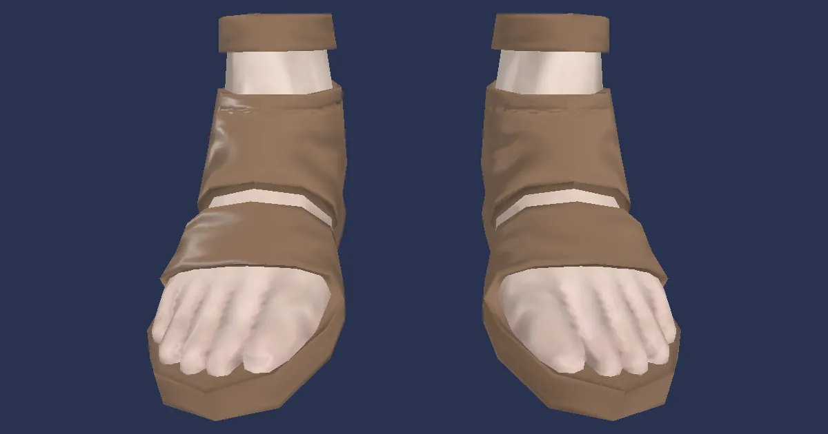 3D-Ansicht von Saigaleder-Sandalen des Eifers