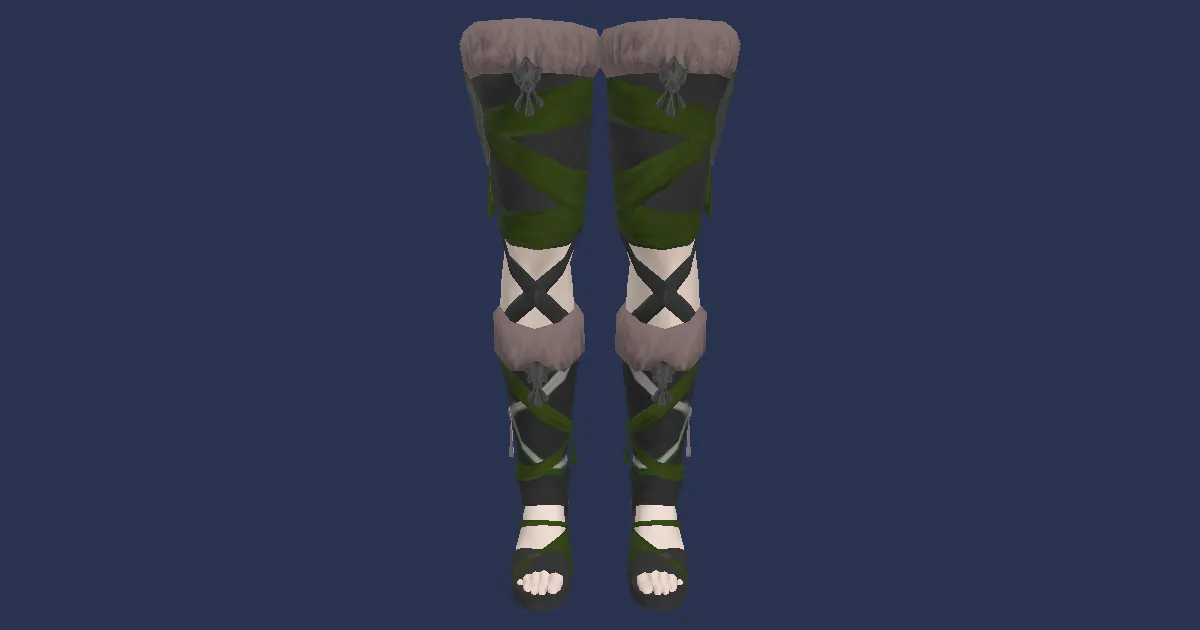 3D-Ansicht von Schakalleder-Sandalen der Heilung