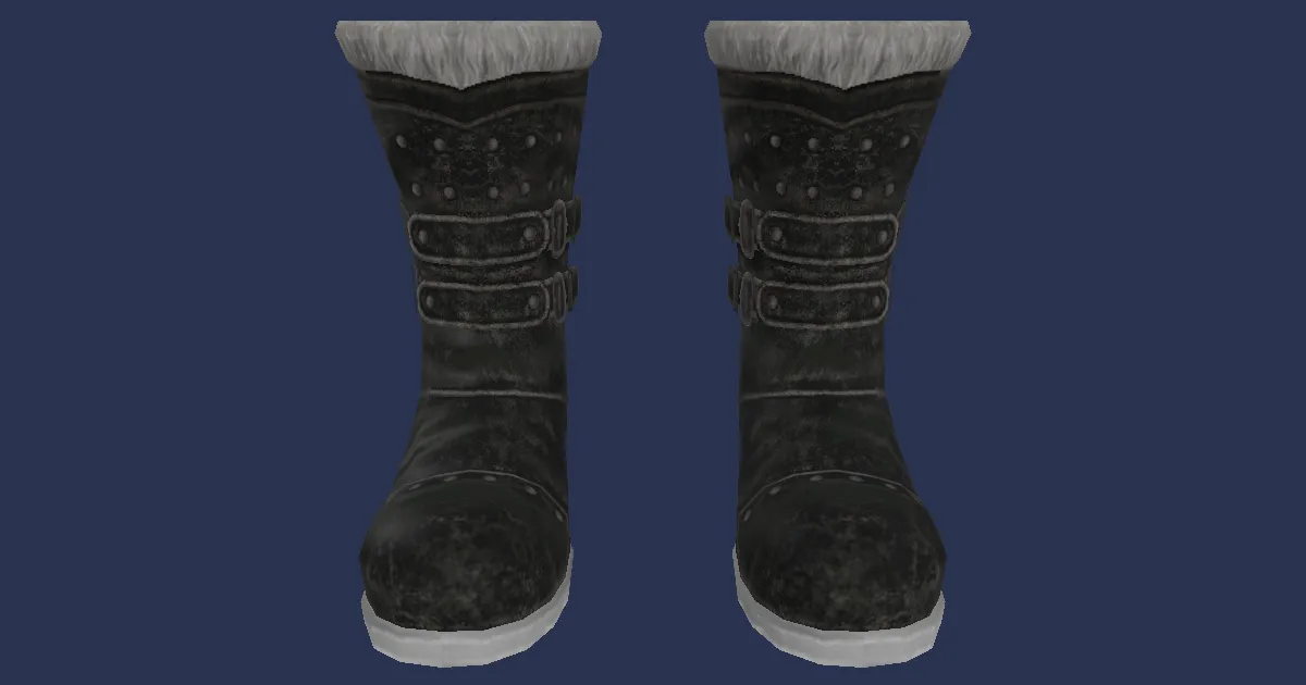 3D-Ansicht von Gomphotheriumleder-Stiefel der Magie