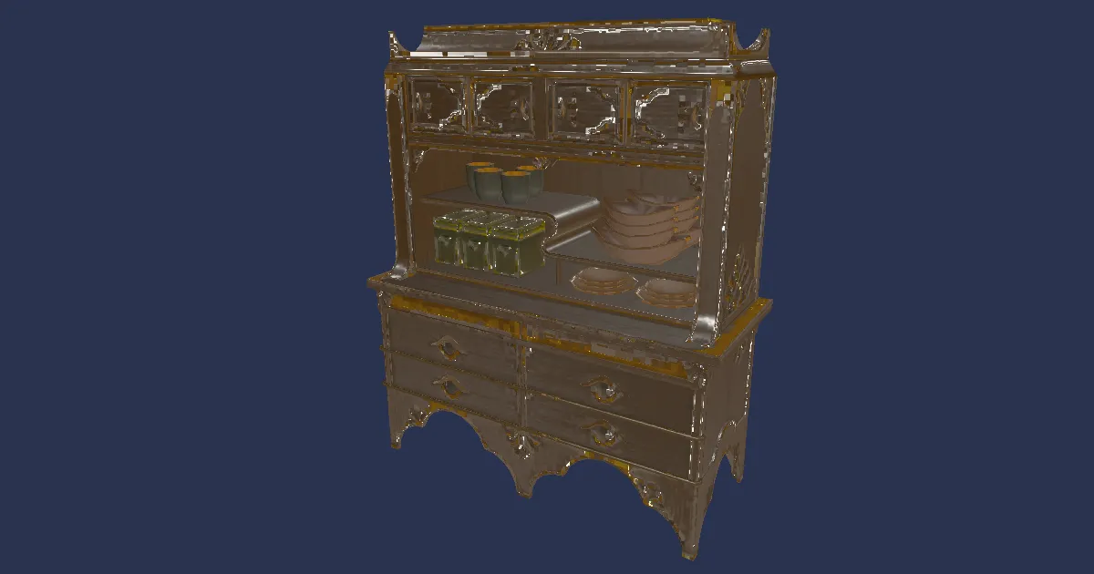 3D-Ansicht von Wald-Geschirrschrank