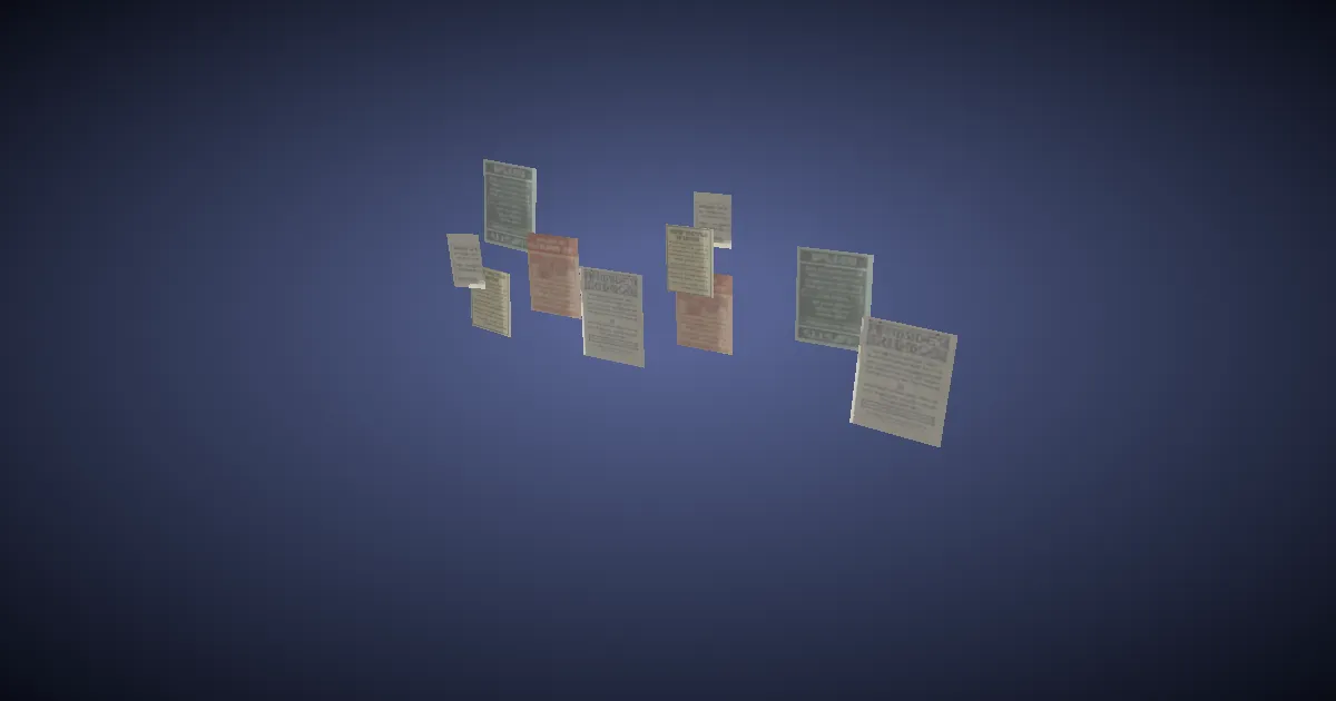 3D-Ansicht von Abenteurergilden-Schriftstücke