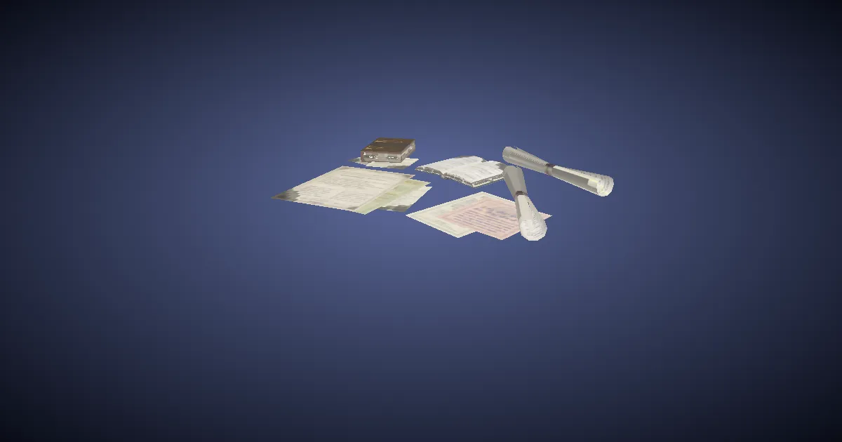 Scattered Documents - 3D render