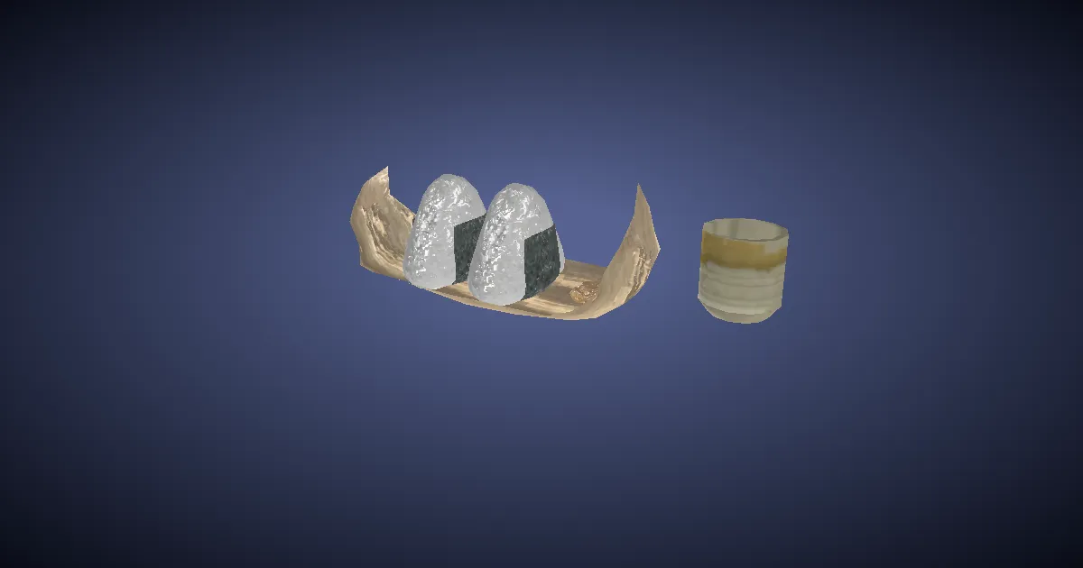 3D-Ansicht von Fernöstlicher Onigiri-Lunch