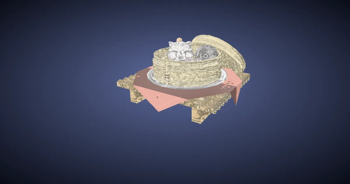 Rendu 3D de Panier de brioches fourrées à la vapeur