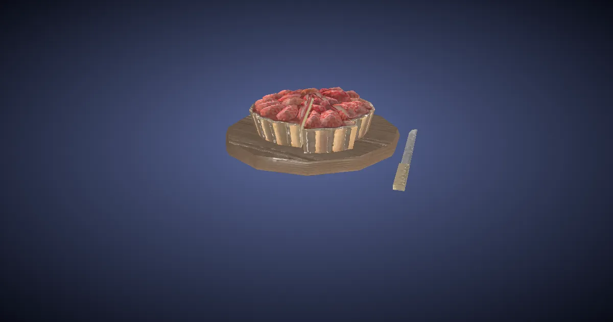 3D-Ansicht von Rolanbeeren-Torte