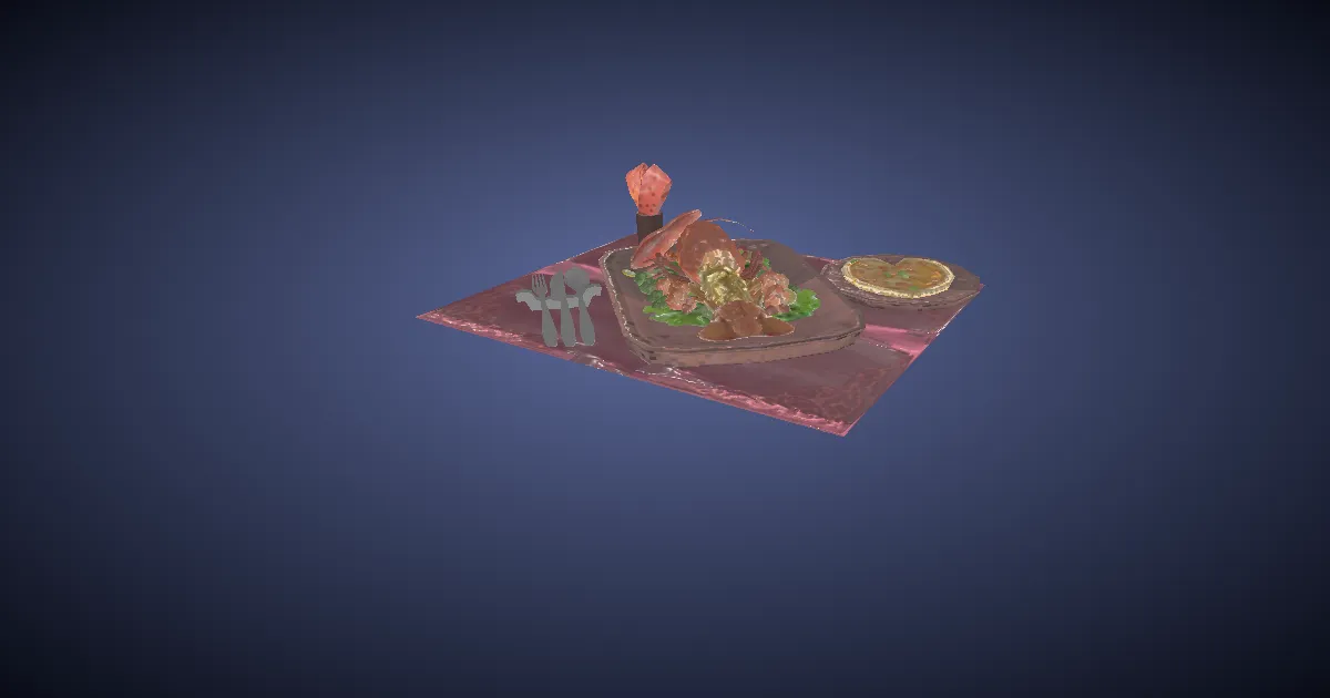 Authentic Valentione Lobster Platter - 3D render