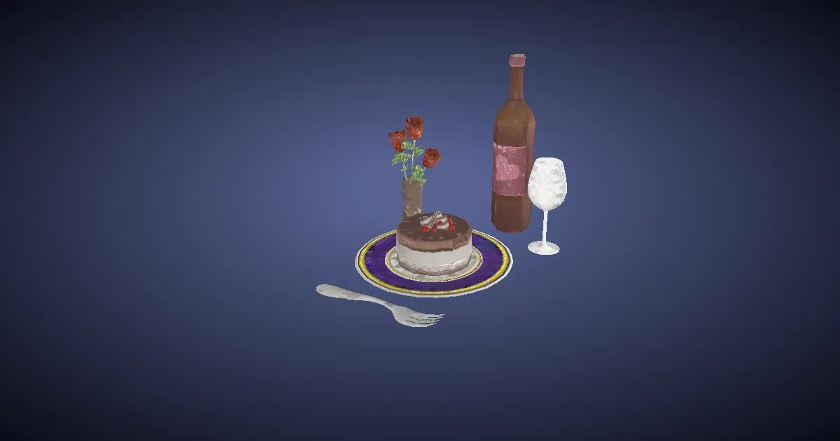 Authentic Valentione Cake Pairing - 3D render