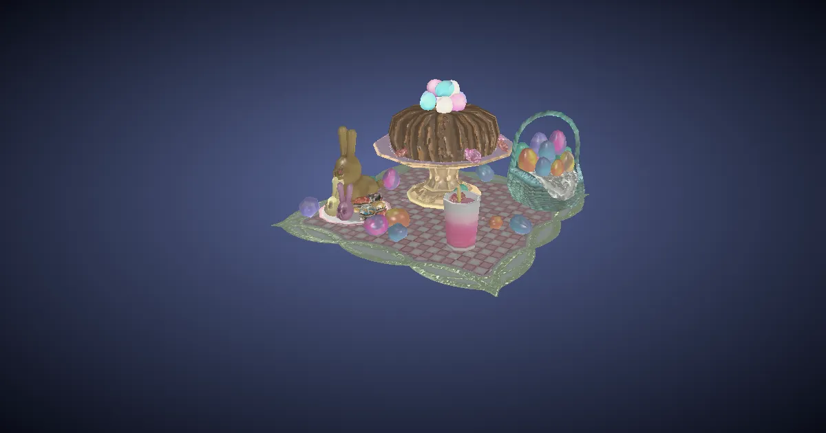 Eggcentric Chocolate Cake - 3D render