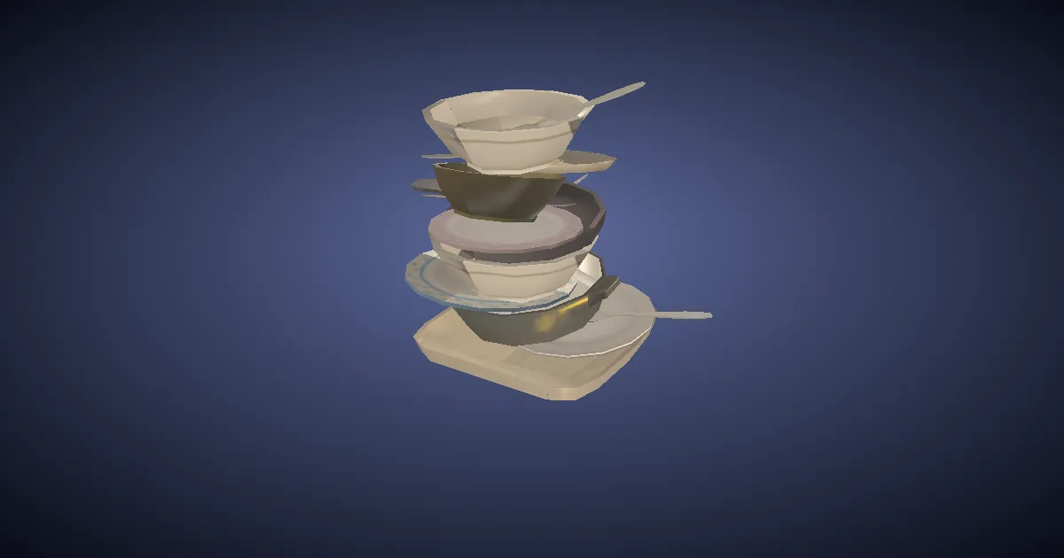Rendu 3D de Pile de couverts désordonnés