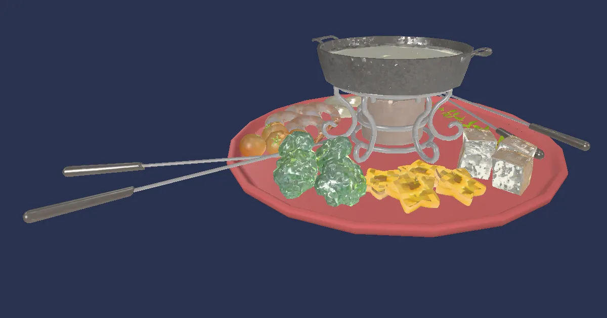 Cheese Fondue Set - 3D render