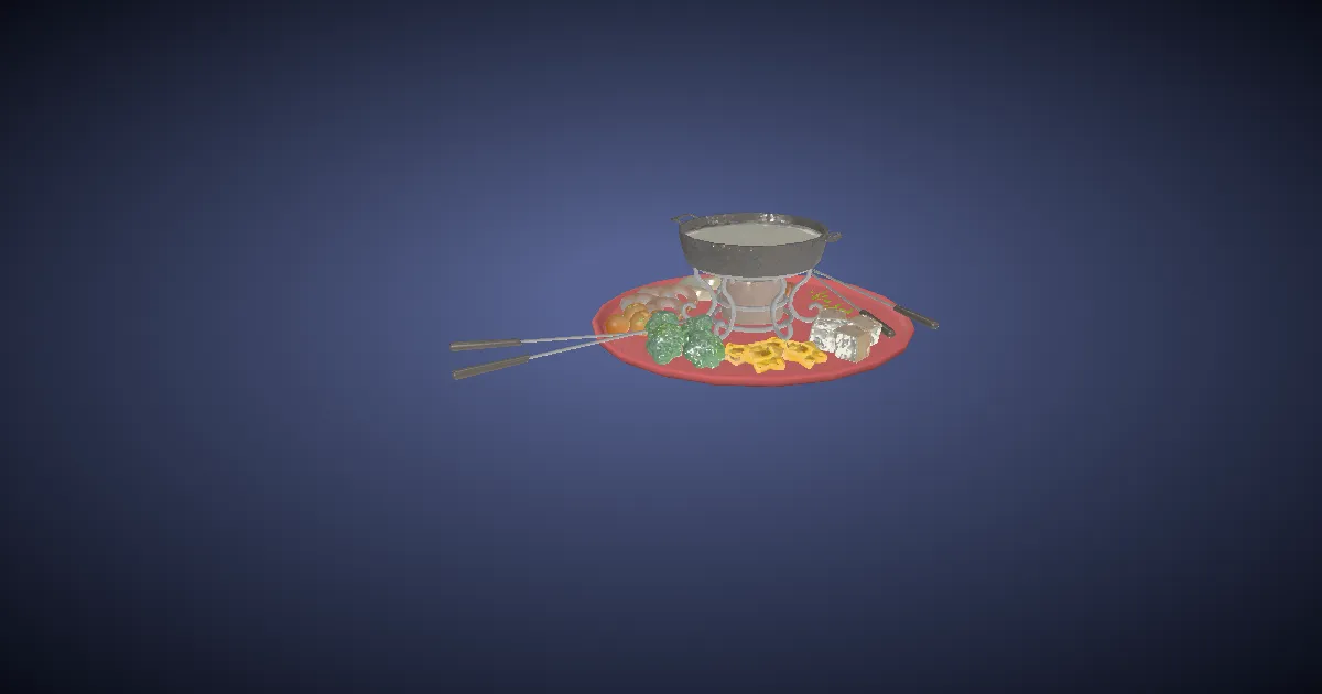 Cheese Fondue Set - 3D render