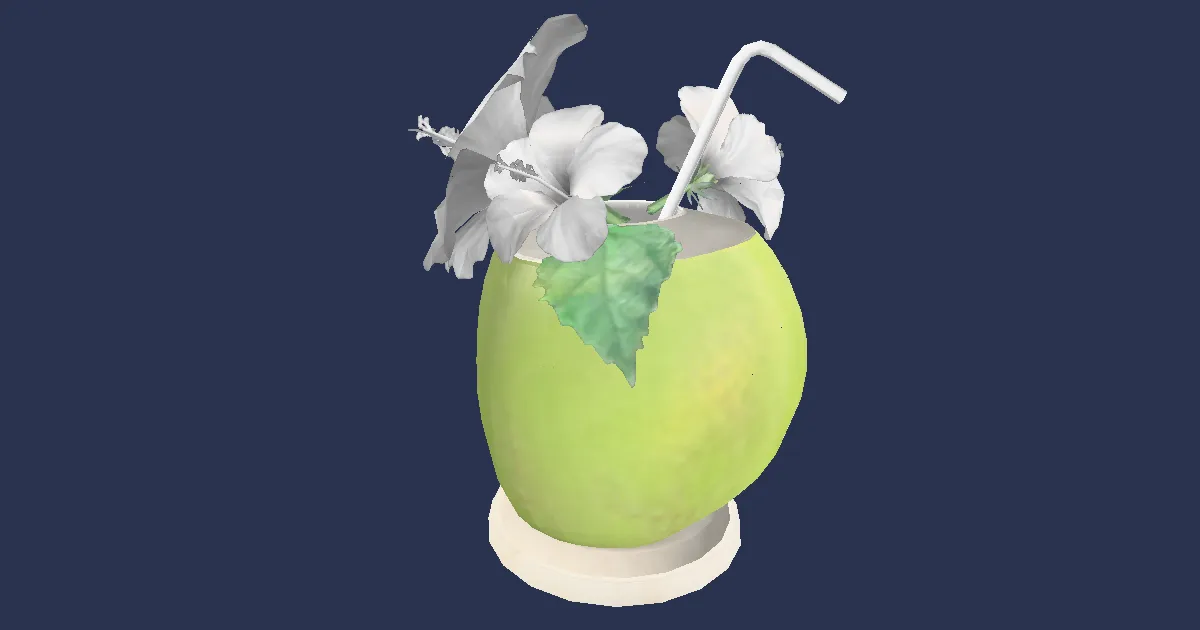 3D-Ansicht von Kokoswasser