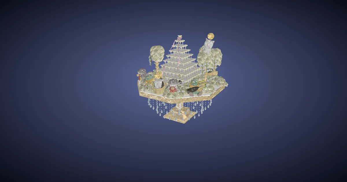 3D-Ansicht von Turm aus Partygläsern
