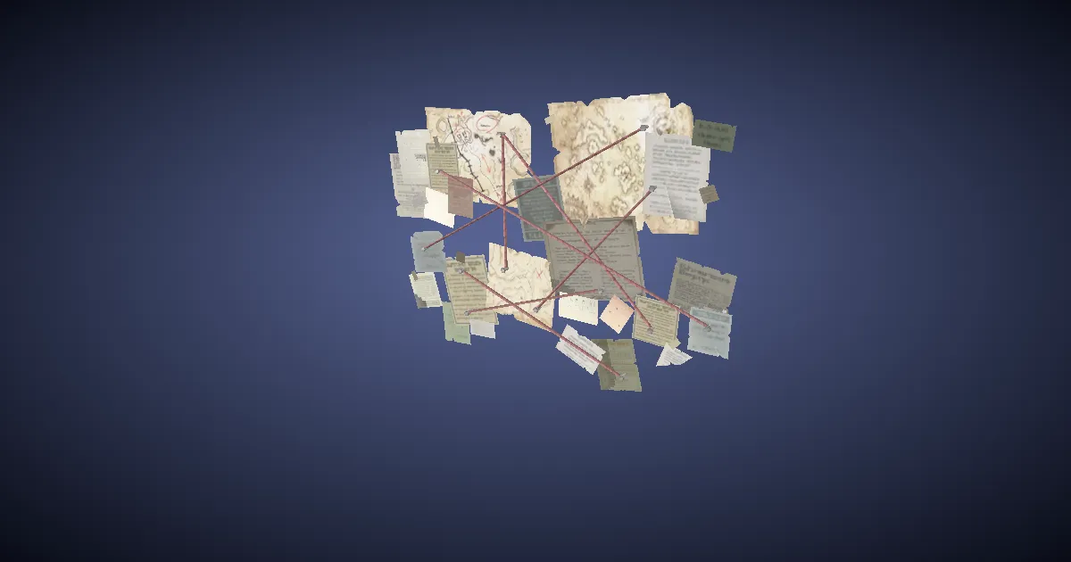 3D-Ansicht von Detektiv-Pinnwand