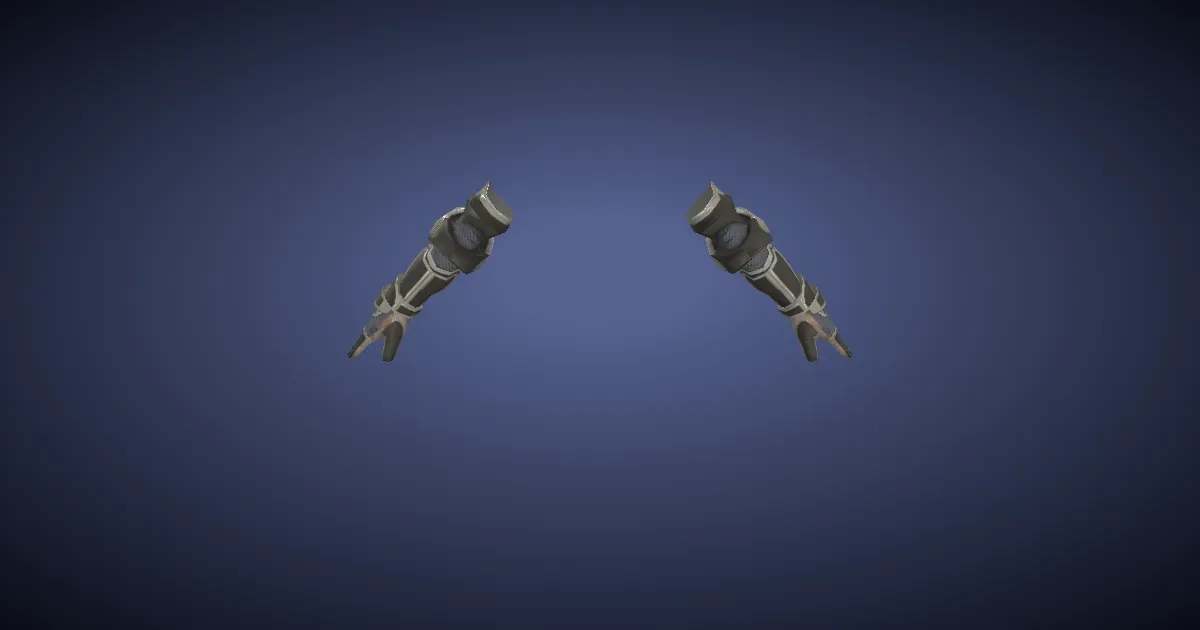 3D-Ansicht von Stahl-Panzerhandschuhe