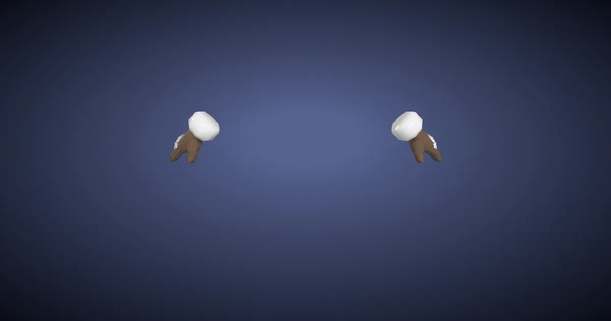 3D-Ansicht von Steinbockleder-Federfäustlinge