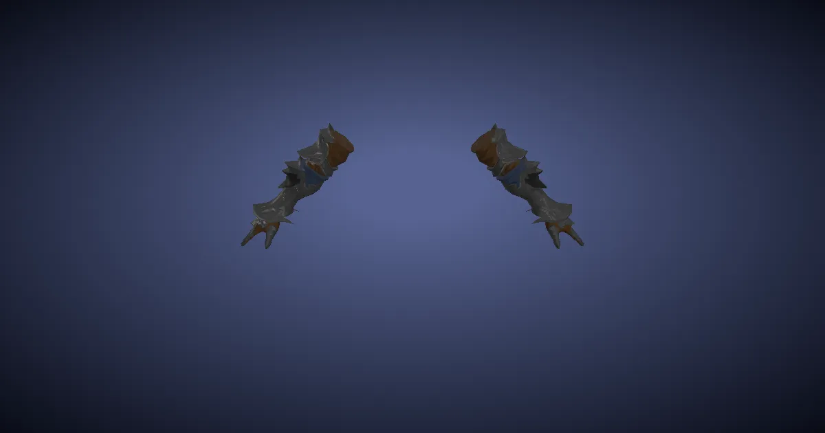 Rendu 3D de Gantelets d'abatteur en fer domien