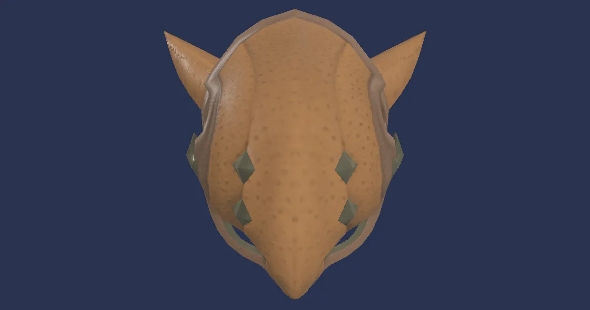 Rendu 3D de Heaume en cuir de bouquetin