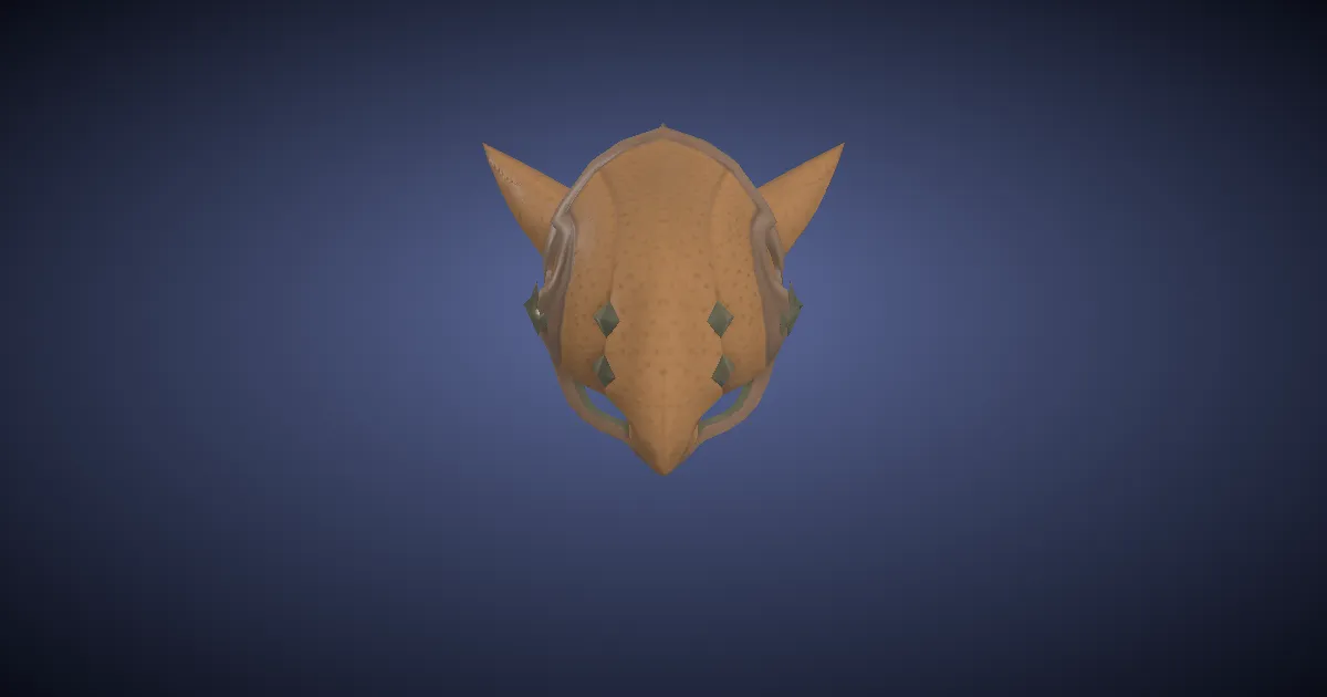Rendu 3D de Heaume en cuir de bouquetin