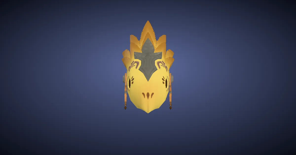3D-Ansicht von Renn-Chocobo-Maske